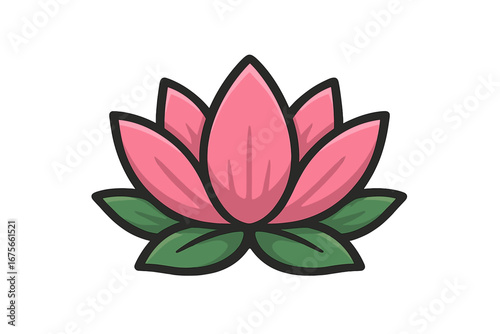 Pink lotus flower vector logo concept. Natural beauty salon & spa icon. Feminine floral illustration for wellness, yoga, meditation & harmony. Water lily graphic element design.