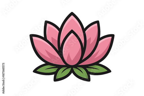 Lotus flower logo design vector. Pink water lily icon for a beauty salon, spa, or yoga studio. Natural floral symbol of harmony, wellness, meditation, and relaxation.