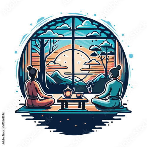 Meditating by window