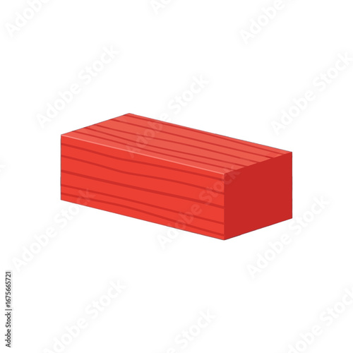 A red rectangular block with wood-grain texture is displayed against a black background.