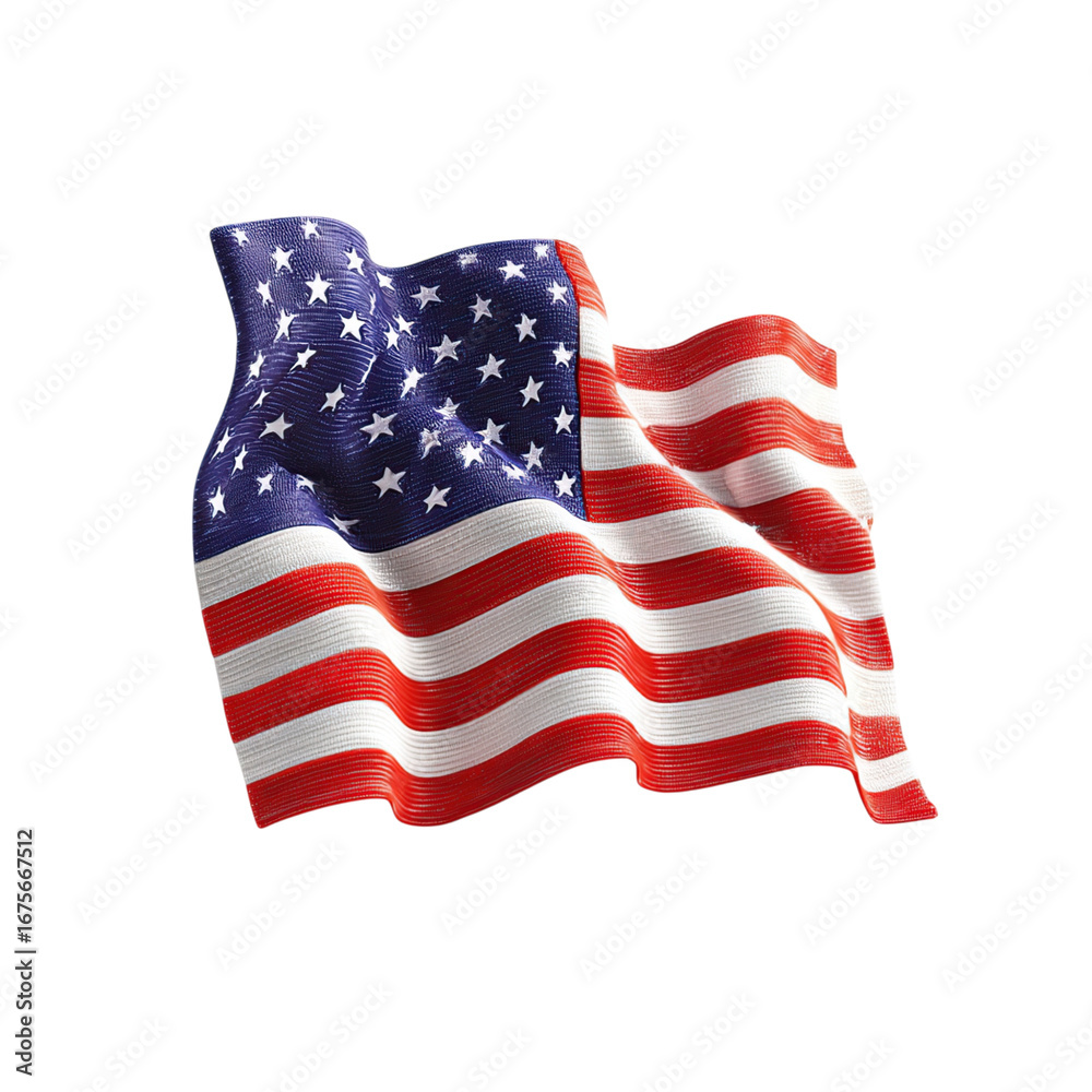 Fototapeta premium Waving USA Flag with American Flag, and 4th July.