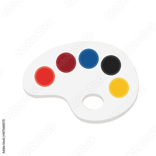 A simple, stylized, flat art palette with primary and secondary colors is displayed against a black background.