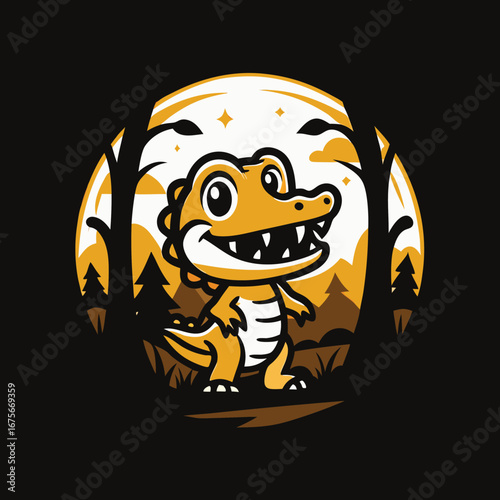 Smiling reptile in woods