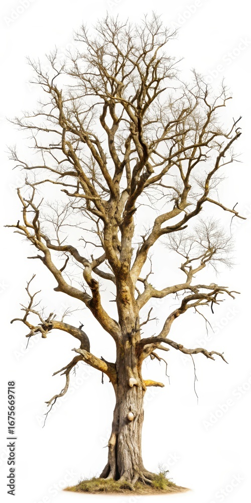 Fototapeta premium Dead tree with gnarled branches in white background