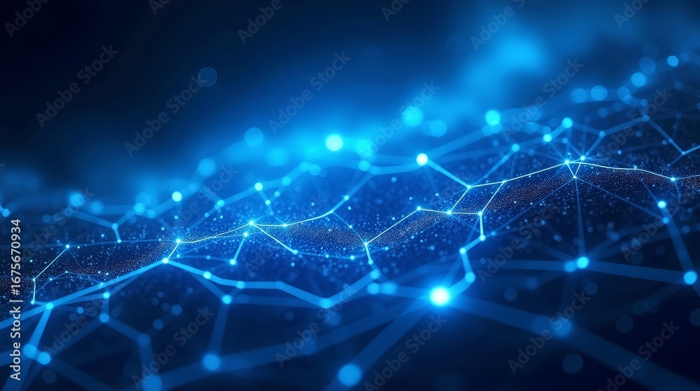 Obraz premium Glowing Blue Network Connections abstract digital