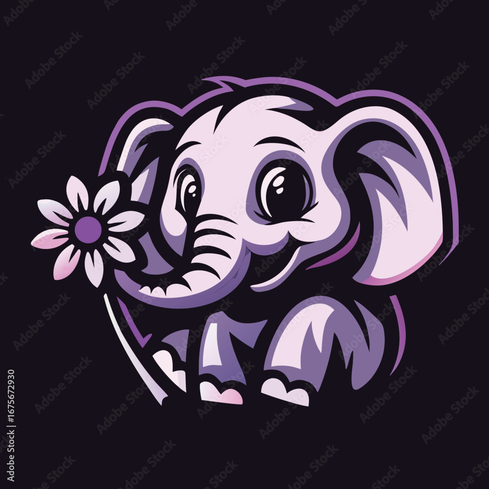 custom made wallpaper toronto digitalLilac elephant with flower
