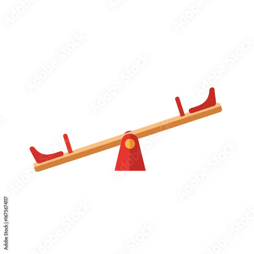 A simple, flat design illustration of a playground seesaw against a black background.
