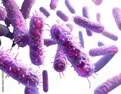PMicroscopic View of Mycobacterium Tuberculosis Bacteria, Rod-Shaped Cells, Isolated on Transparent Background