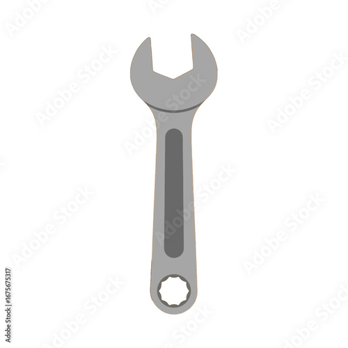 A simple, stylized illustration of a gray adjustable wrench against a plain black background.