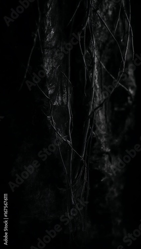 Abstract growing roots background in black and white, perfect for halloween backdrop or horror concpet.