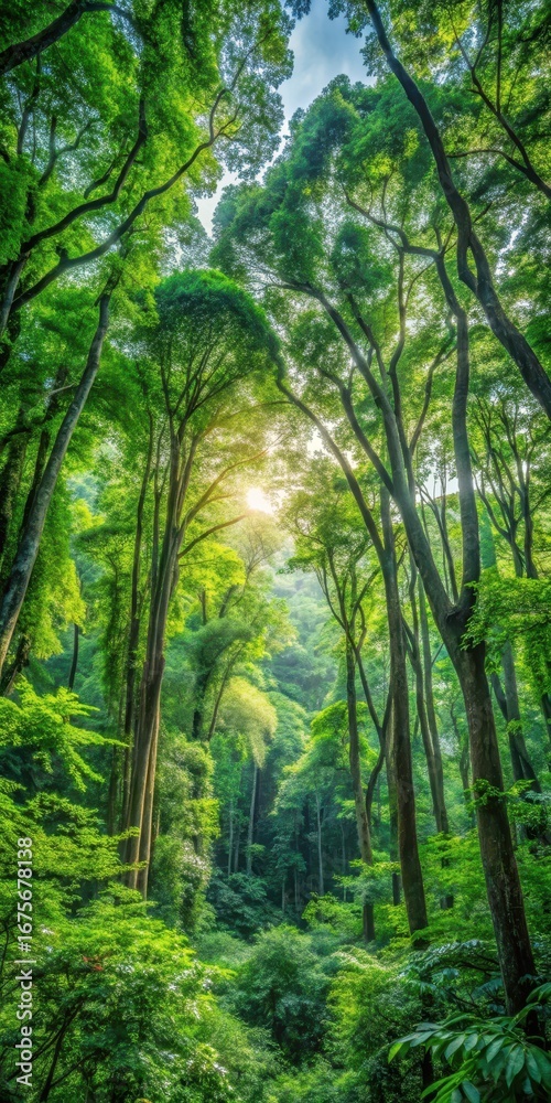 Obraz premium forest with dense foliage and towering trees