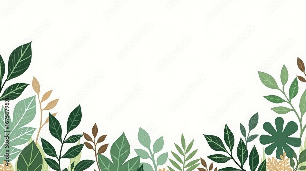Fototapeta premium Lush Green Foliage Border leaves nature