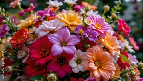 Vivid Floral Bouquet with Radiant City Lights Dusk