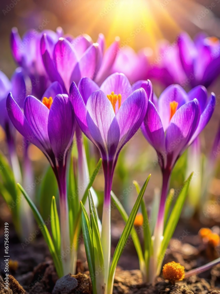 Fototapeta premium Delicate purple crocus flowers