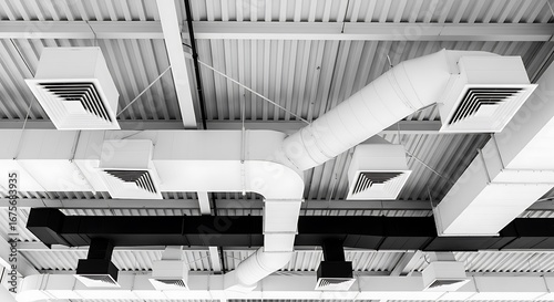 Wallpaper Mural Complex ceiling ventilation system with ducts and pipes in an industrial building Torontodigital.ca