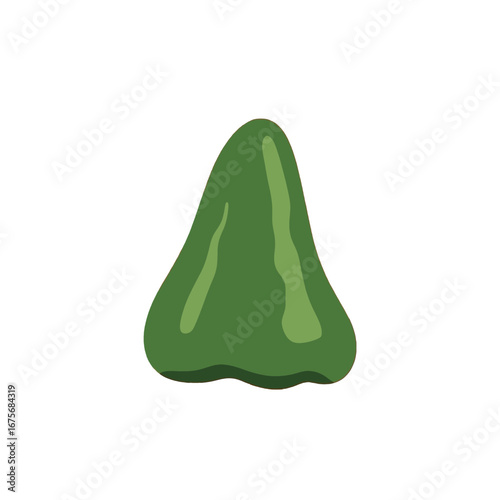 A stylized, cartoonish depiction of a bright green nose shape against a solid black background.