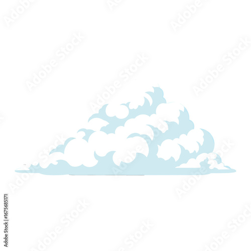 A stylized depiction of a cumulus cloud, showcasing soft, light blue shading and a cartoonish outline.
