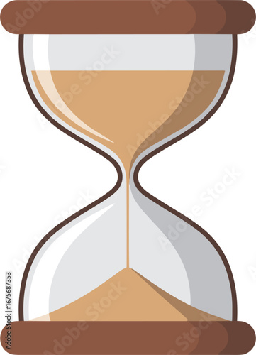Hourglass with flowing sand and brown wooden frame  time timer