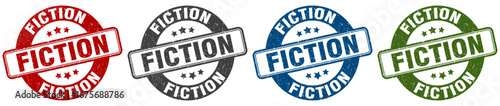 fiction stamp. fiction round stamp set isolated on white background