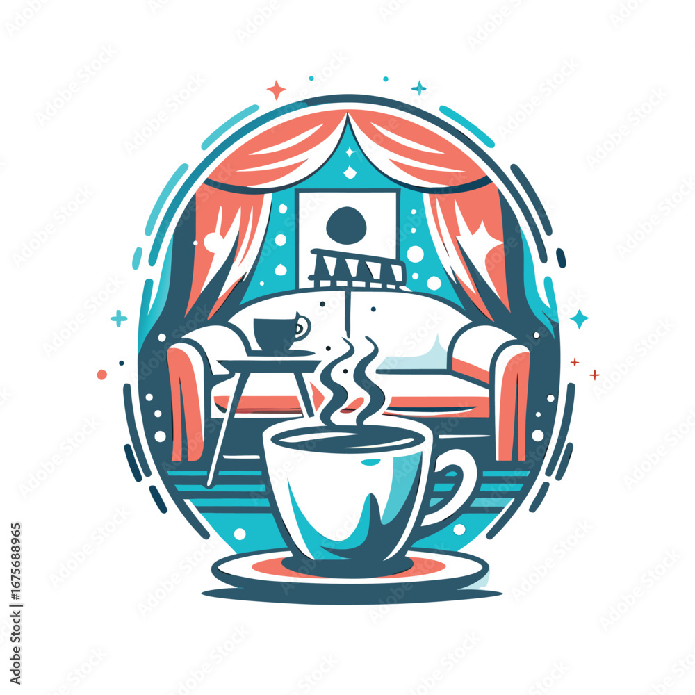 Fototapeta premium Cozy living room, cup