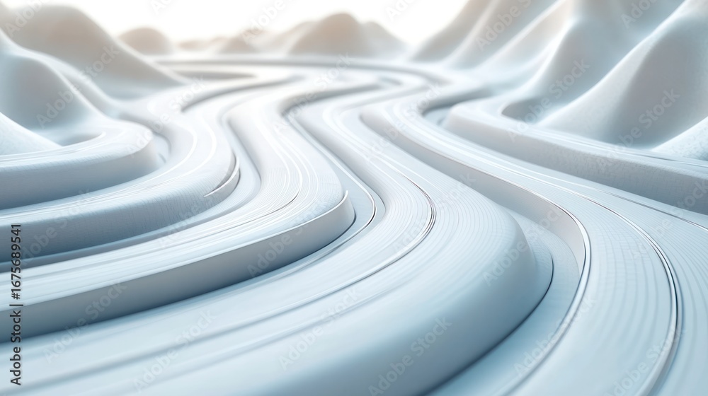 Obraz premium Abstract white landscape curves