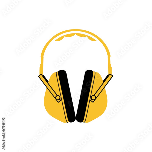 Bright yellow safety earmuffs against a dark background.