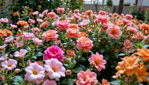 Wallpaper Mural Vibrant Blooming Garden with Geometric Style and Surreal Lighting Torontodigital.ca