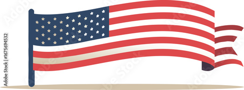 Waving american flag with star field and red stripes representing freedom vector