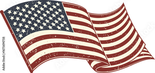 Retro waving american flag banner united states patriotic freedom symbol vector