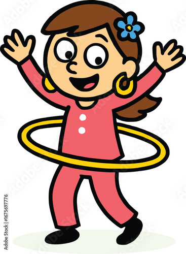 Enthusiastic Woman Hula Hooping with Joy, Enjoying Fitness, Playfulness, and a Fun Workout or Activity.