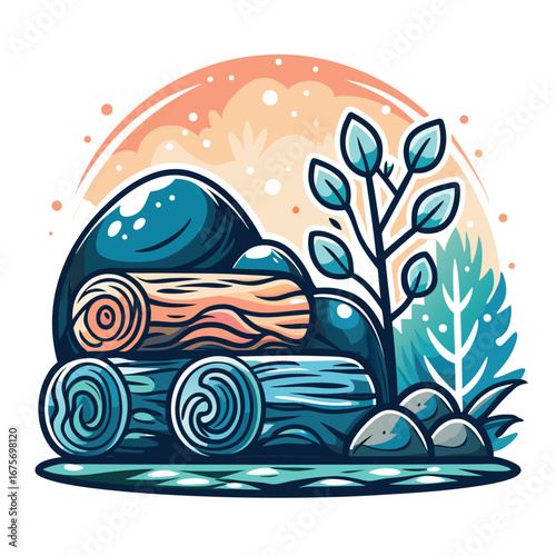 Stacked Logs, Nature Scene