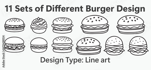 Line Art Burger Illustration Set
