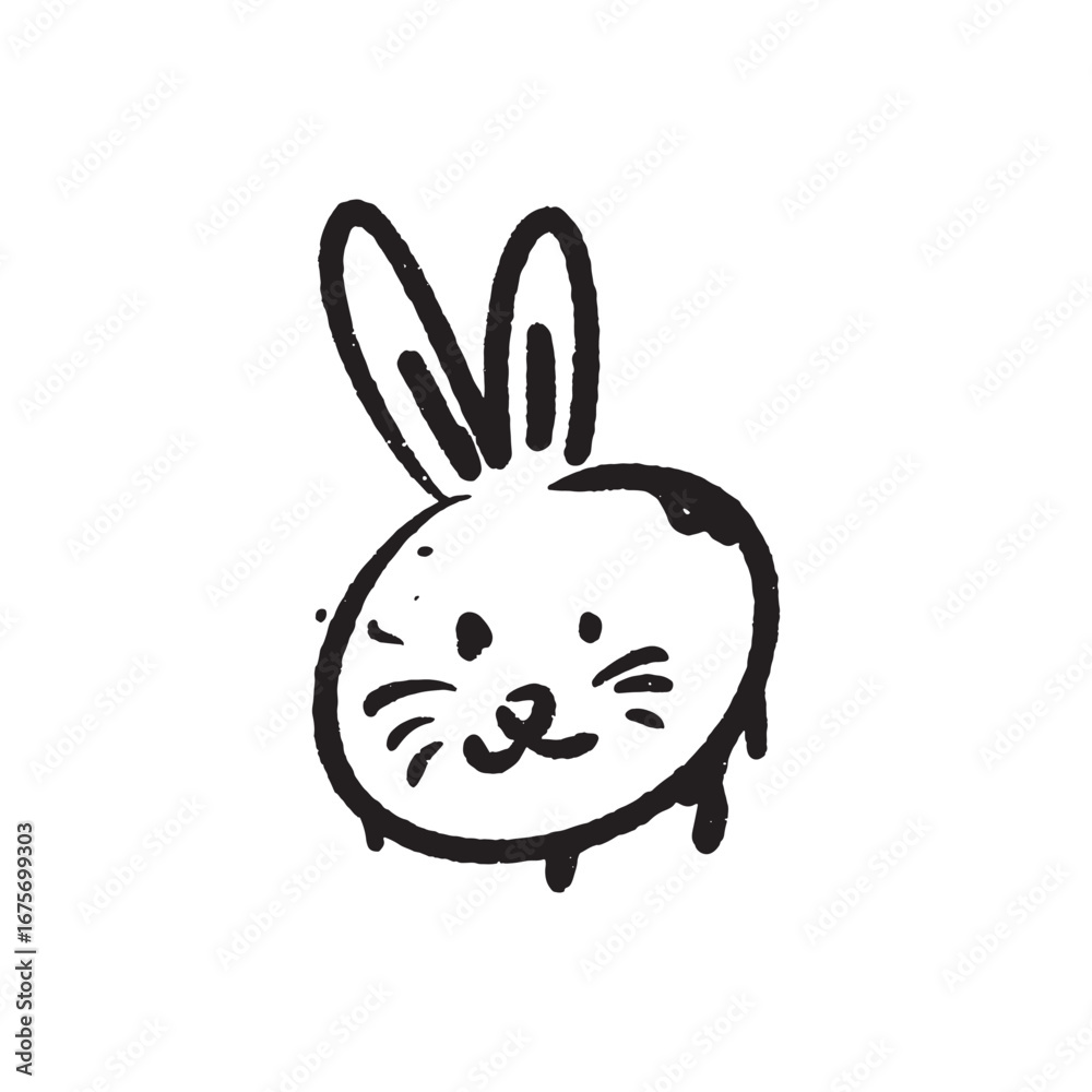 Fototapeta premium Illustration of an Emoji Graffiti Rabbit