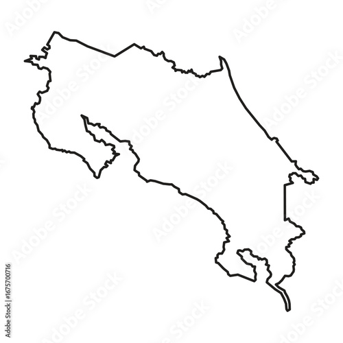 Costa Rica Black Outline Map Graphic Illustration