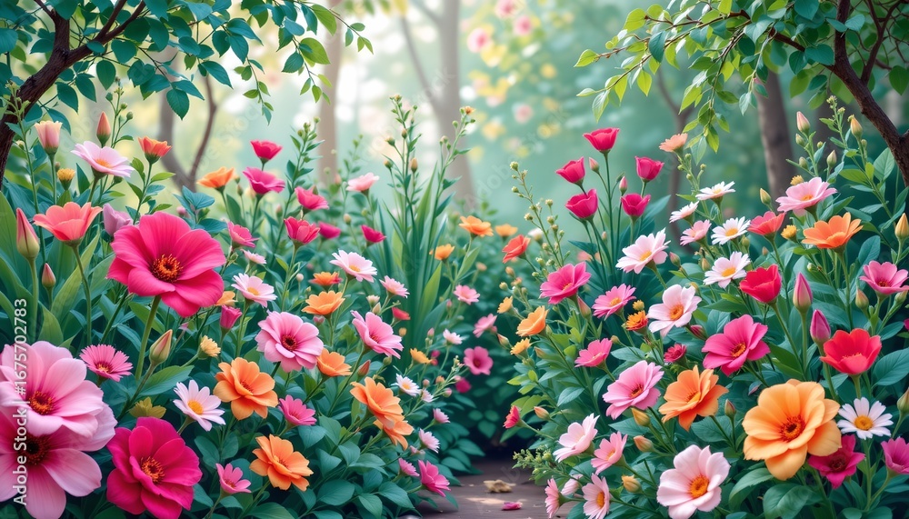 Obraz premium Whimsical Floral Arrangement Vibrant Garden Scene