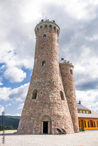 Dalimilova rozhledna – an observation tower on Větrov Hill. A 34-meter-high tower in the Czech Sudetes.