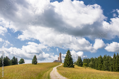 Dalimilova rozhledna – an observation tower on Větrov Hill. A 34-meter-high tower in the Czech Sudetes.