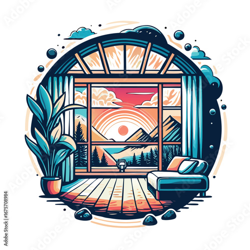 Room with sunset