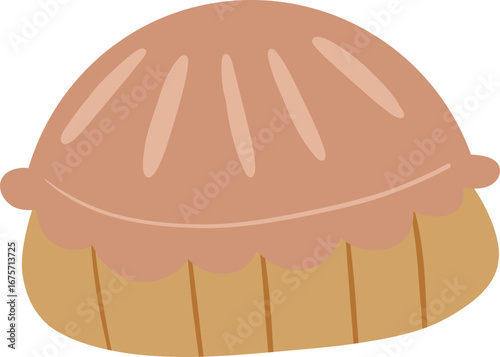 Simple Baked Pie or Tart Illustration. Sweet Dessert Graphic with Fluted Crust. Flat Design Pastry Icon for Food Concepts.