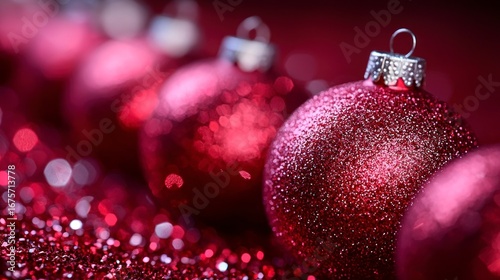Contemporary Christmas Installation Featuring Shiny Red Ornaments and Mirrors for Festive Decor and Celebrations
