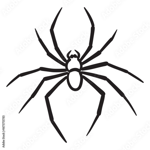 Black spider silhouette isolated on white background for design use