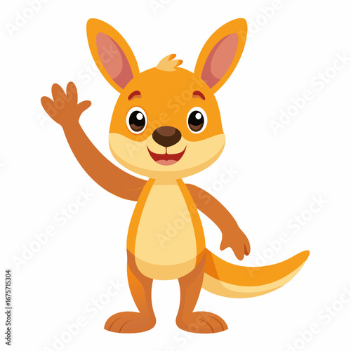 Friendly cartoon kangaroo waving hello