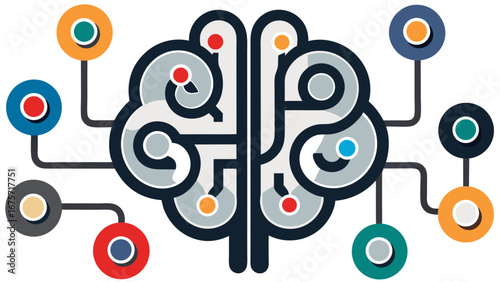Abstract brain network with colorful nodes