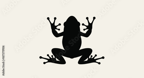 A bold silhouette of a frog ready to leap forward in a vibrant display of natural power and agility