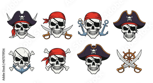 Creative pirate skull symbols for your next adventure and nautical themed designs