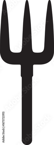 Pitchfork silhouette icon vector. Farming and gardening tool design for hay, soil, and agriculture work.