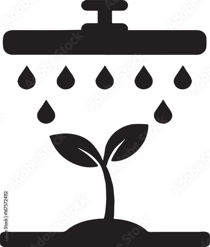 Irrigation system silhouette icon vector. Agriculture and garden design for water management and farming.