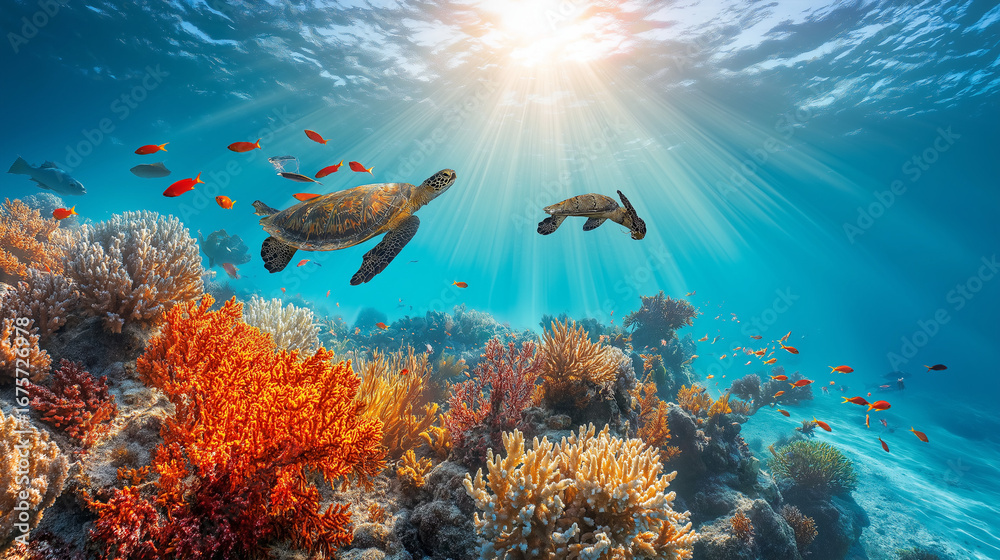 Fototapeta premium coral reef and fishes