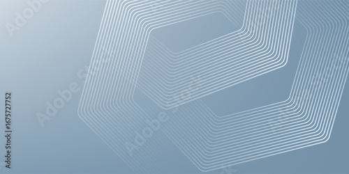 Abstract hexagon lines on gray background. Geometric stripe line art design for poster, brochure, cover, website, banner.