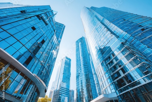Wallpaper Mural Low-angle view of modern skyscrapers Torontodigital.ca